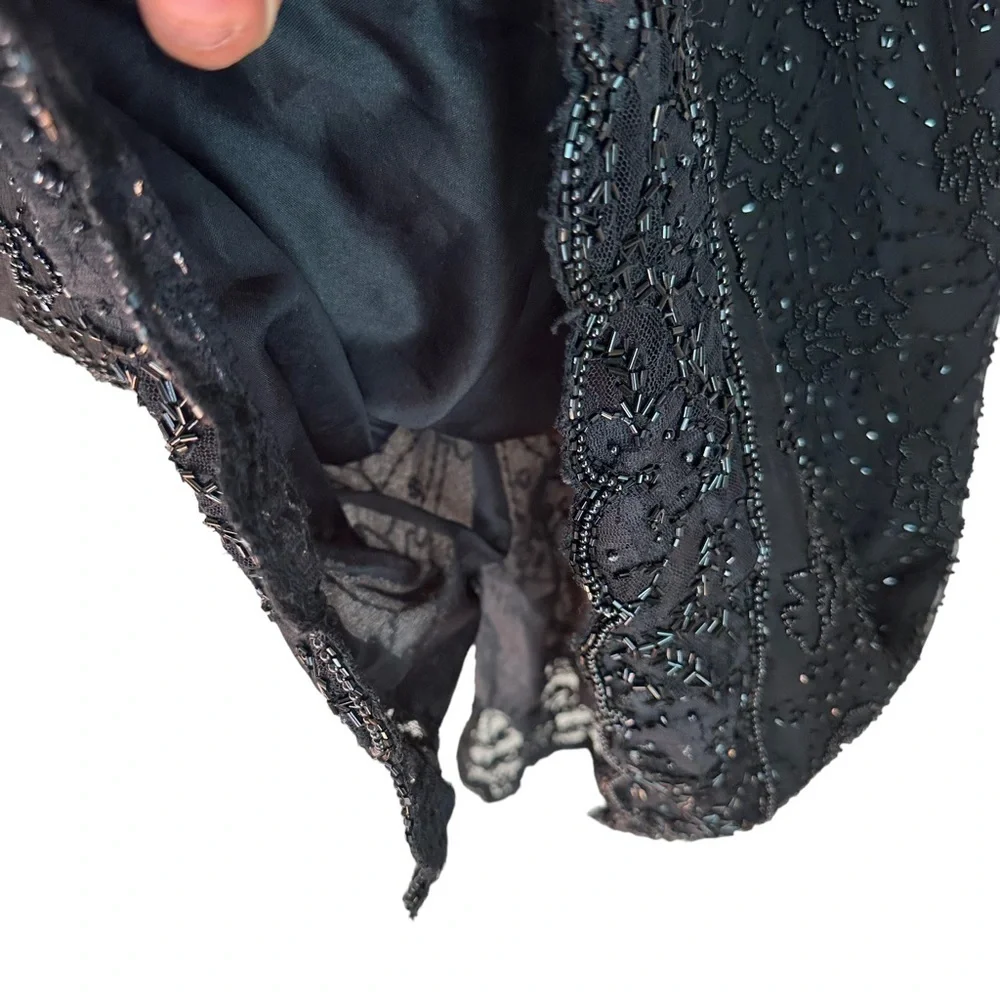 Vintage by Stenay Women's‎ Black Beaded Silk Midi Dress Size: XL